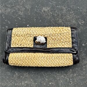 Chic Woven Tan and Black Clutch